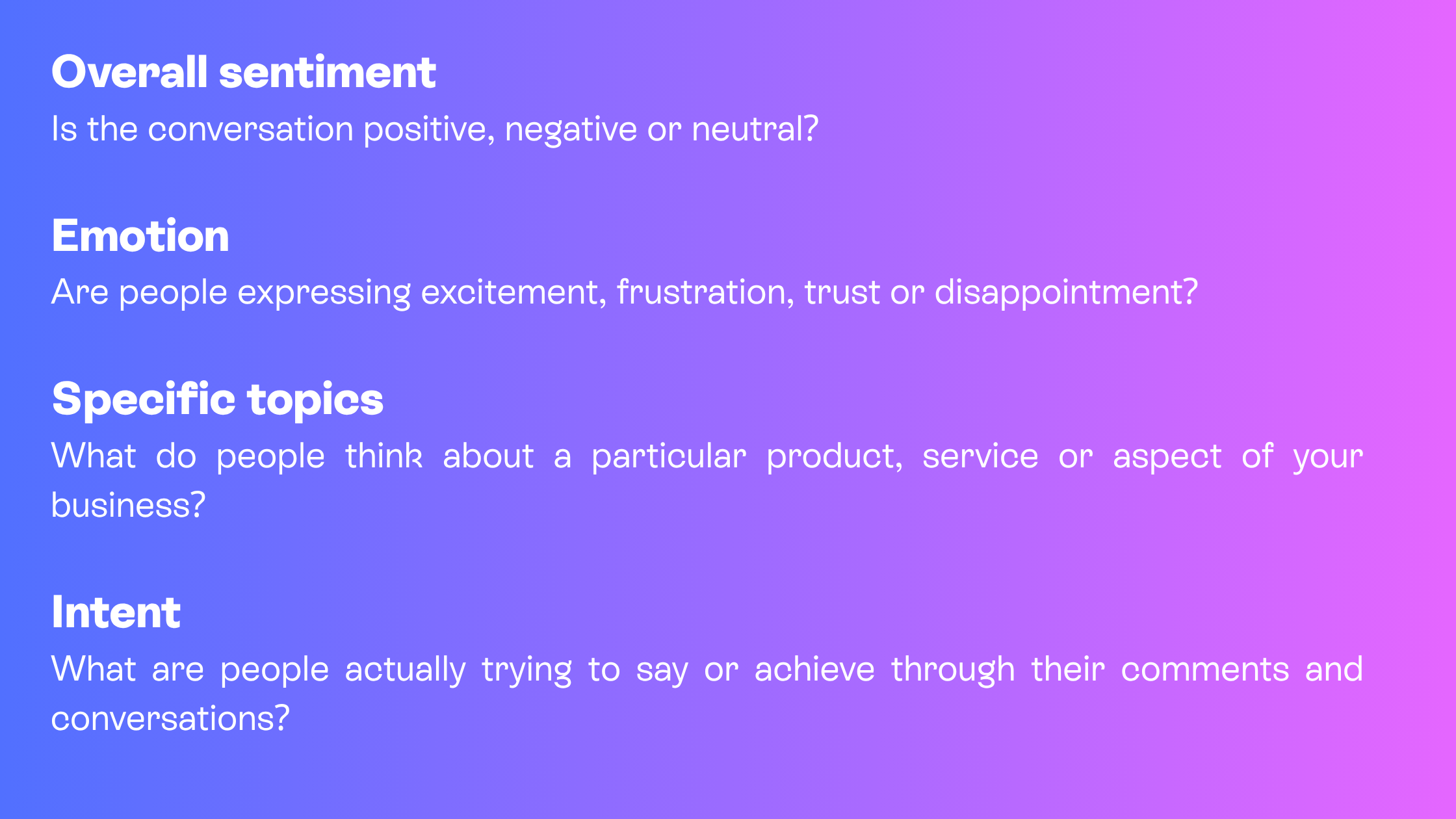 a list of PR metrics